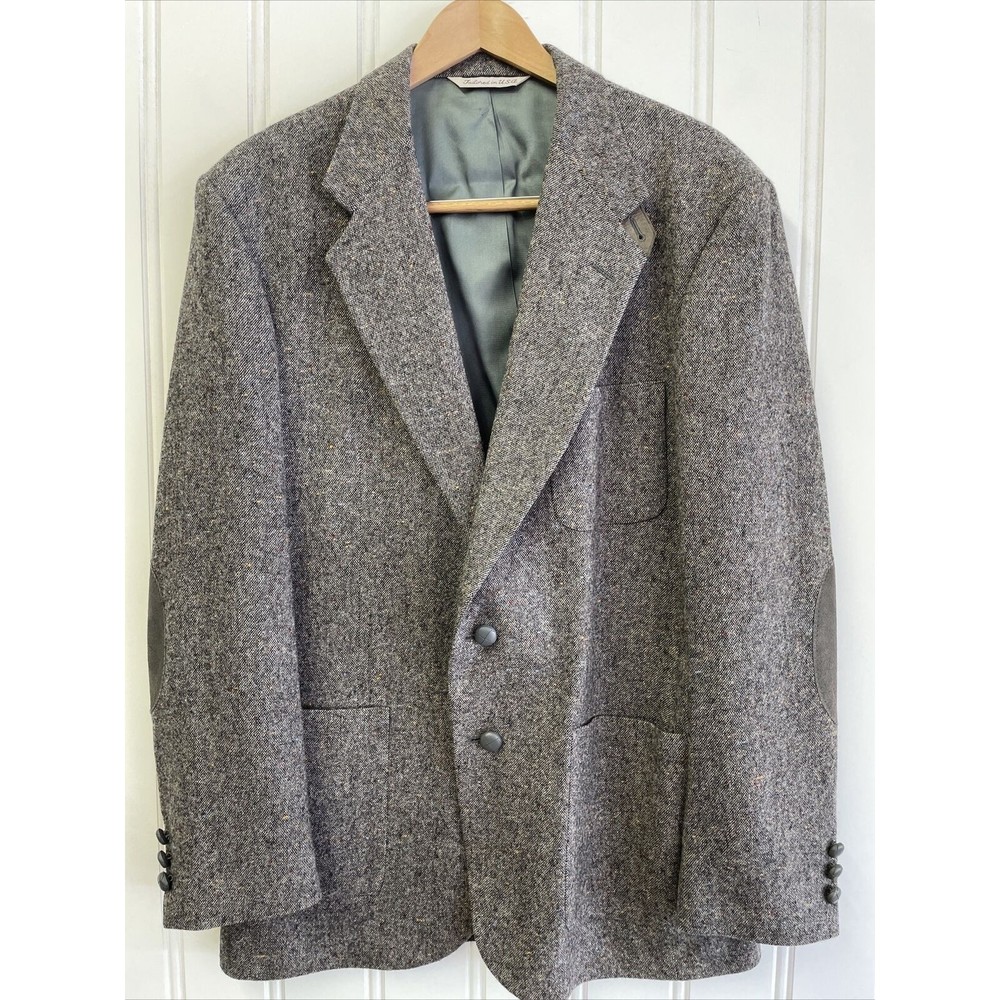 STAFFORD‎ MENS Vintage 42L BROWN 100% VIRGIN WOOL TWEED SPORT COAT BLAZER